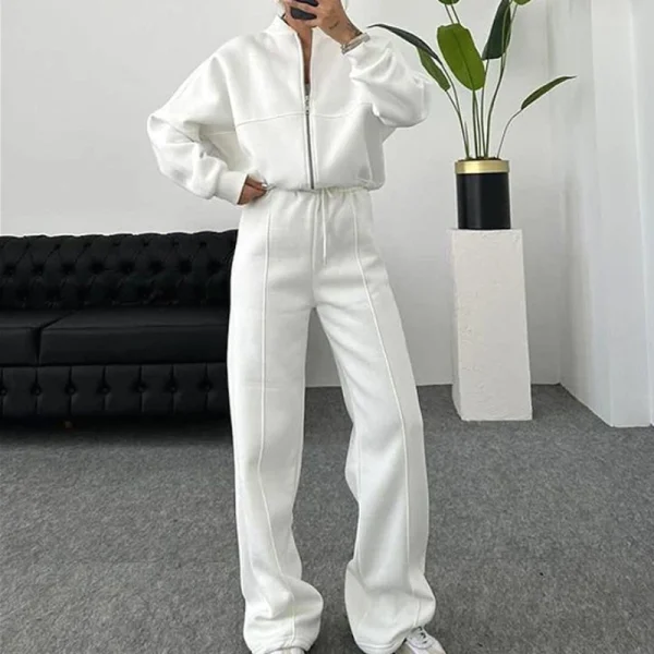 White Two Piece Sets Women Pants Set Tracksuit Jogger