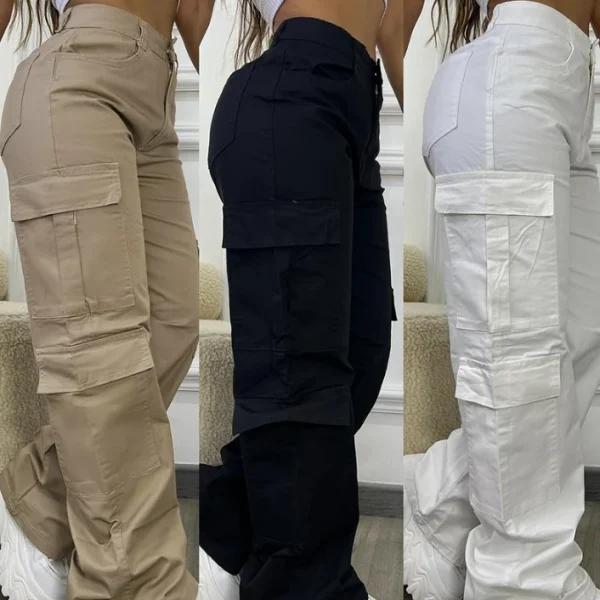 Cargo Pants High Waist Pocket Design