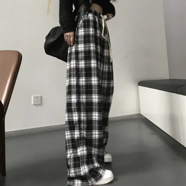 Lucyever Black and White Plaid Pants