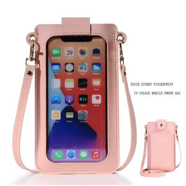 Womens Soft Leather Wallets Touch Screen Cell Phone crossbody