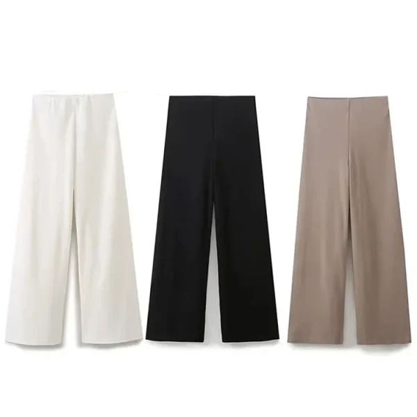 Women's Vintage Wide Leg Pants Elastic Waist