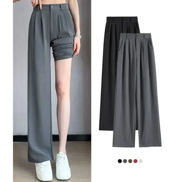 Women Suit Pants Baggy High Waist Wide Leg