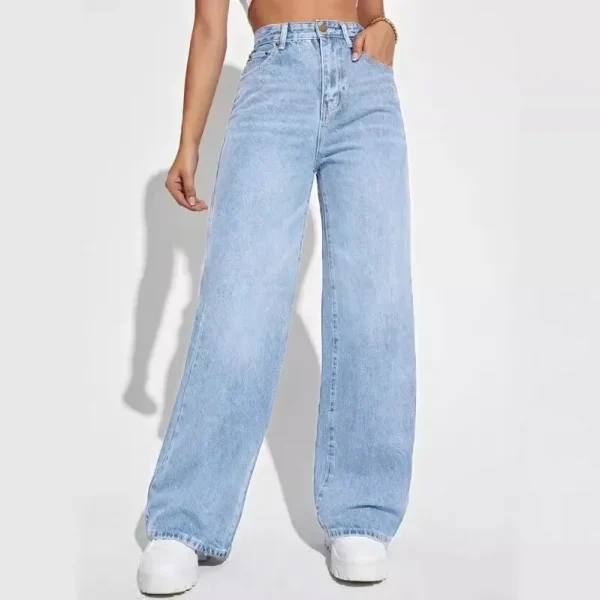 Women's Jeans Denim Wide Leg  High Waist Loose