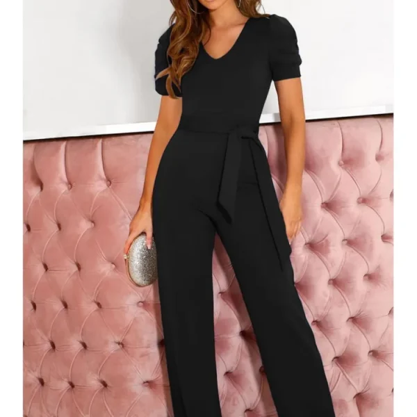 Elegant Women's Lace-up Waist Romper